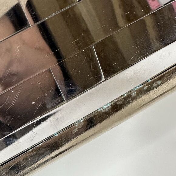 Vintage MCM Box Purse Basket Weave Silver Tone Chrome Metal Handle 50s Handbag - Picture 7 of 16